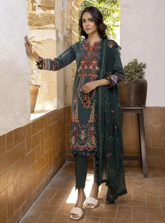 Eid Dress For Womens - Pakistani Embroidered Lawn Ramadan Partywear Festival Suits Readymade Partywear Eid Suit In Large Size