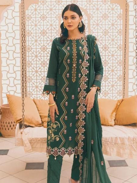 Eid Dress For Womens - Pakistani Embroidered Lawn Ramadan Partywear Festival Suits, Salwar Kameez Suit In  Large Size