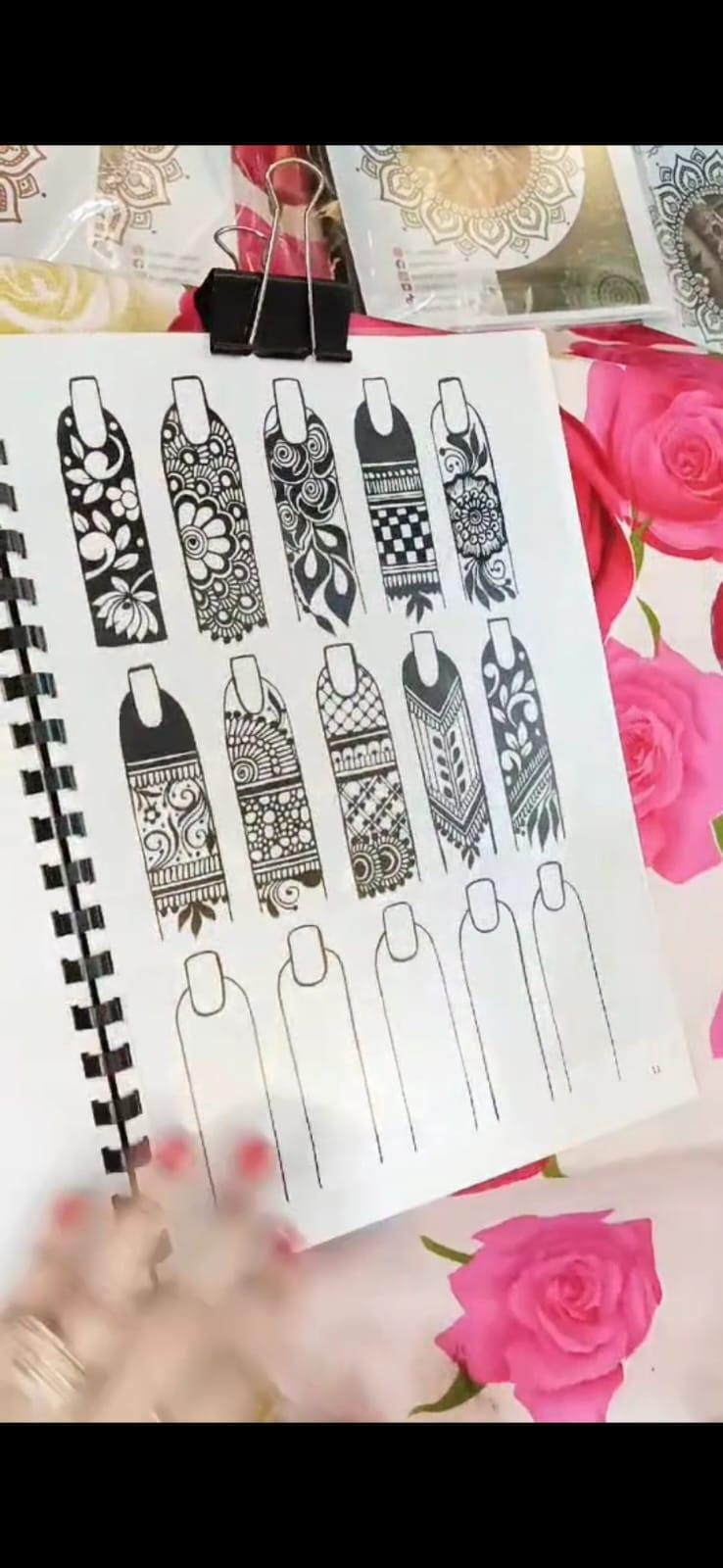Henna Practice Art Book for Beginner – Mehndi Acrylic Sheet And Clip Training Kit