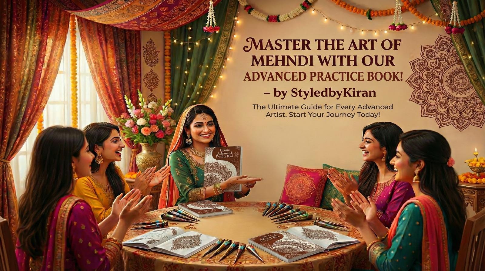 Henna Practice Art Book for Beginner – Mehndi Acrylic Sheet And Clip Training Kit